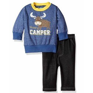 Bon Bebe Happy Camper Shorts & Shirt Outfit, 2 Piece 12 Months NEW
